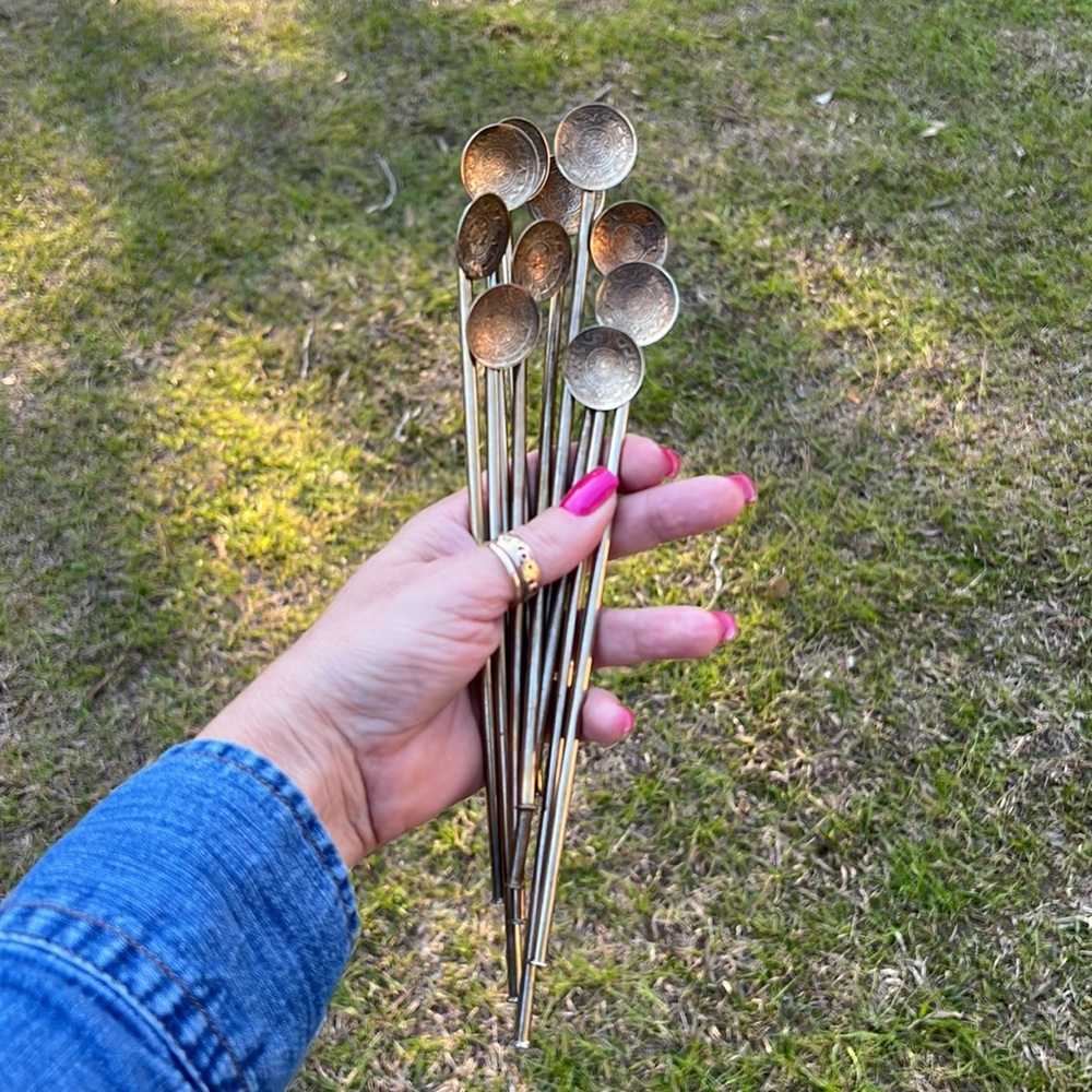 Vintage Alpaca Mayan Calendar Metal Drinking Straws/Stirrers